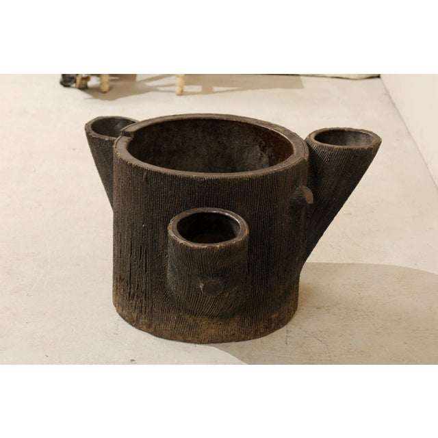 Mid 20th Century American Terracotta Tree Trunk Planter For Sale In Atlanta - Image 6 of 7