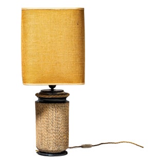 Mid-Century Table Lamp with Rope Decoration For Sale
