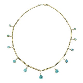 Emerald Fringe Necklace, 14k Gold For Sale
