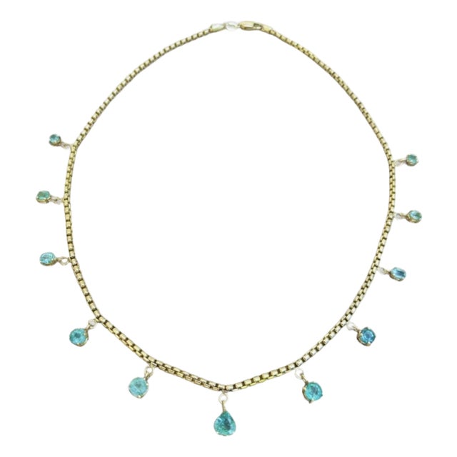 Emerald Fringe Necklace, 14k Gold For Sale