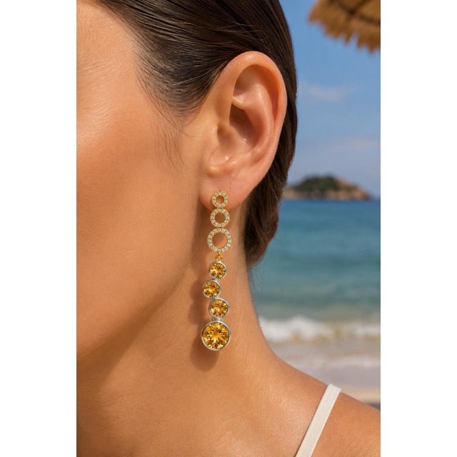 Contemporary Silver Citrine Earrings, Pair For Sale - Image 6 of 6