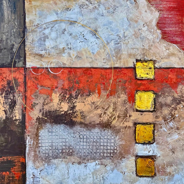 Large Contemporary Abstract Signed Painting – Mixed Media with Gesso & Gold Accents For Sale - Image 4 of 9