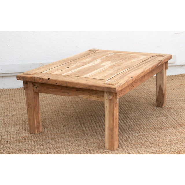 Taupe Primitive Raw Teak Wood Coffee Table For Sale - Image 8 of 12