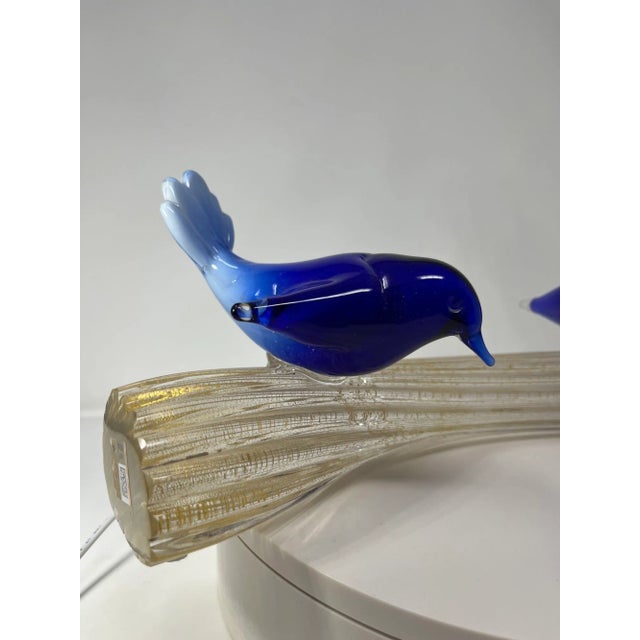 This lovely pair of bluebirds was handmade by the glass masters of Murano, Italy. Beautiful deep blue coloring with gold...