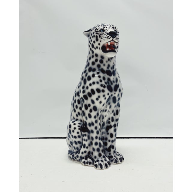 Contemporary White Leopard Statue in Ceramic by Ceramic Boxer For Sale - Image 3 of 8