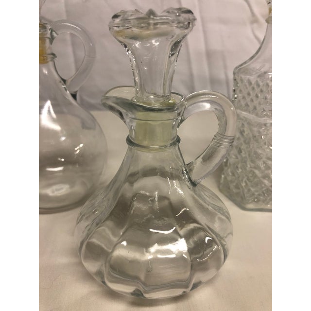 1970s Crystal Clear Glass Cruets With Stoppers Set of 3 Chairish