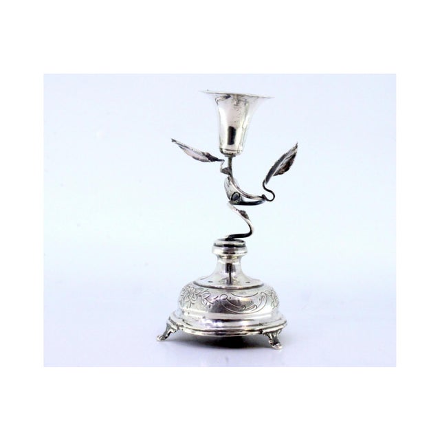 Silver Toothpick Holder with Chalice Applications on Climbing Plant Base with Raised Leaves For Sale - Image 6 of 7