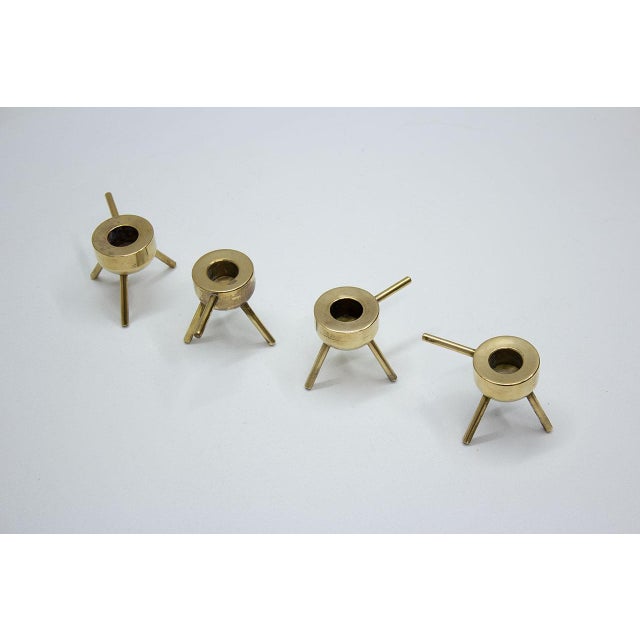 Mid-Century Swedish Brass Candlesticks, 1960s, Set of 4 For Sale - Image 4 of 7