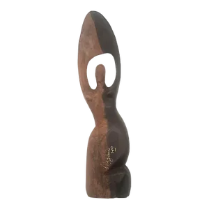Early 21st Century Ghanian Iroko Wood Figurine of Kneeling Woman