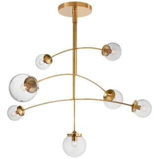 Kate Spade New York for Visual Comfort Signature Prescott Large Mobile Chandelier in Soft Brass with Clear Glass For Sale