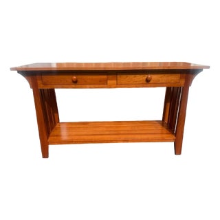 Late 20th Century Ethan Allen American Impressions Art & Craft Mission Style Cherry Sofa Hall Table. Console Table For Sale