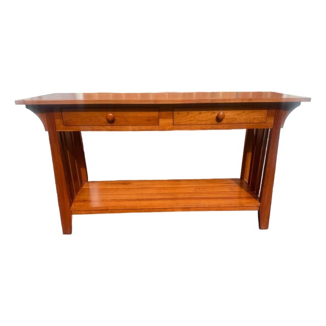 Late 20th Century Ethan Allen American Impressions Art & Craft Mission Style Cherry Sofa Hall Table. Console Table For Sale