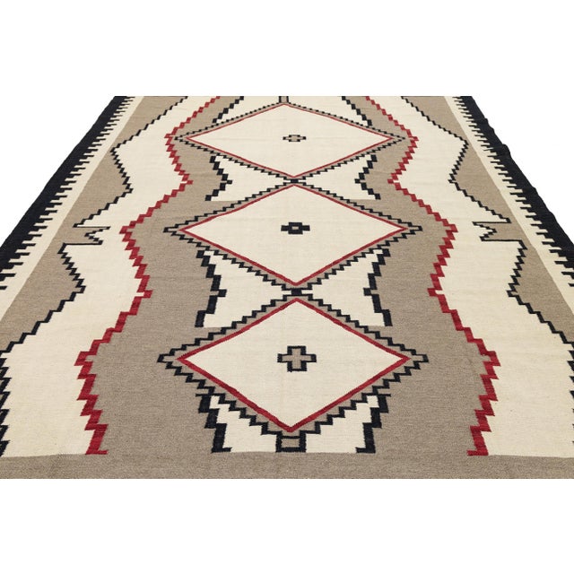 Modern Navajo-Style Wool Area Rug – Geometric Ganado & Klagetoh Inspired Design For Sale In New York - Image 6 of 11