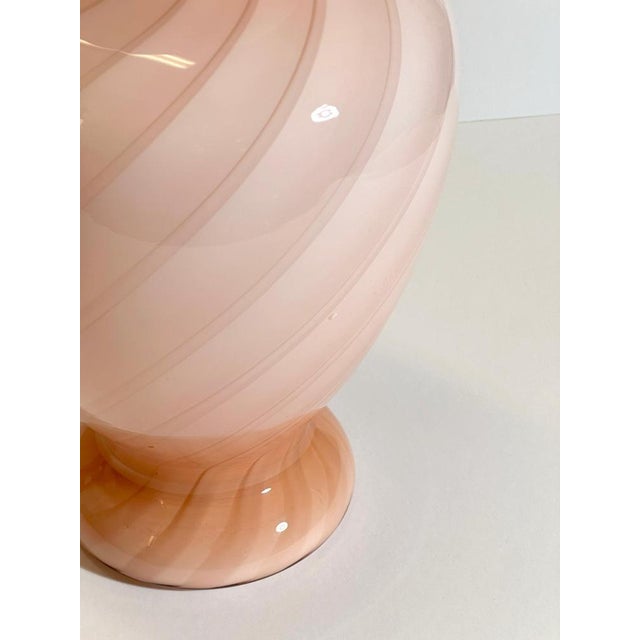 Murano Pink Cased Glass Vase with Optic Swirl, Italy, 1970s For Sale - Image 4 of 10