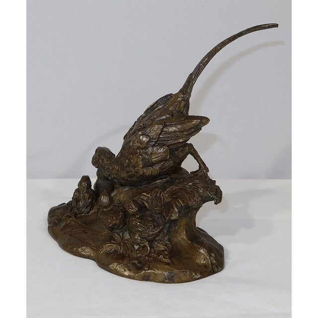 Vilavan, Pheasant and Her Young, Early 20th Century, Bronze For Sale - Image 6 of 18