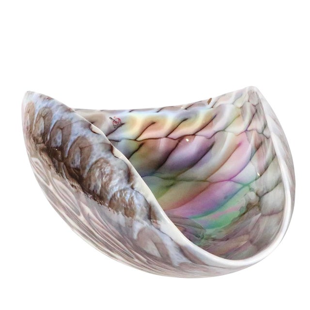 Vetro Artistico Vintage Art Glass Shell Dish Fornace Ferro Vetro Artistco Murano C. 1970's For Sale - Image 4 of 14