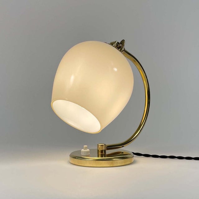 1950s Brass and Opaline Glass Table Lamp, Finland, 1950s For Sale - Image 5 of 15