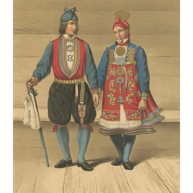 Saetersdalen Couple in Wedding Dress, 1800s, Paper For Sale - Image 5 of 10
