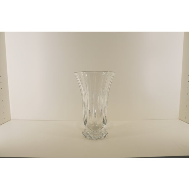 Transparent Vintage Crystal Flared Cut-Glass Vase For Sale - Image 8 of 13