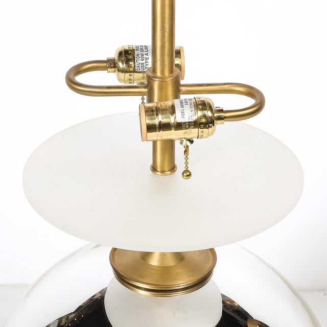 Modernist Mercury Glass Table Lamps With Leather Wrapped Bases by Lorin Marsh For Sale - Image 16 of 17