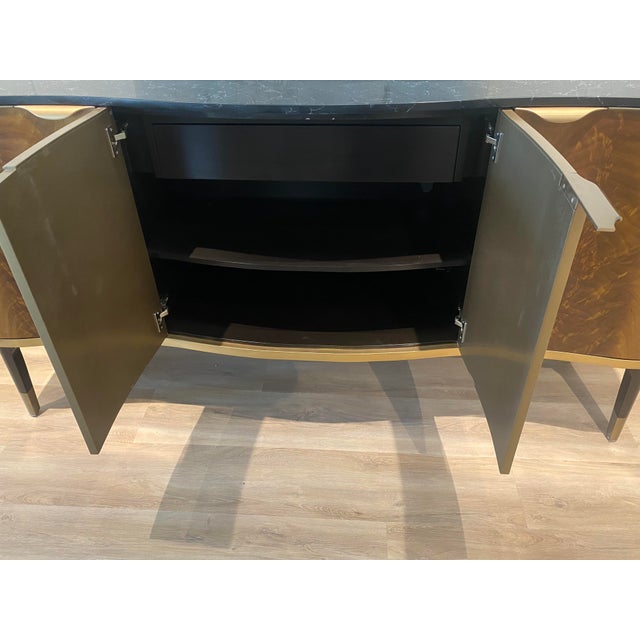 Malibu Crest by AICO Furniture Crotch Mahogany finish 4 Cabinet doors with champagne finished trims Pullout silverware...