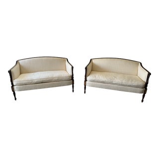 Hickory Chair Co. Sheraton Style Mahogany Settee - a Pair For Sale