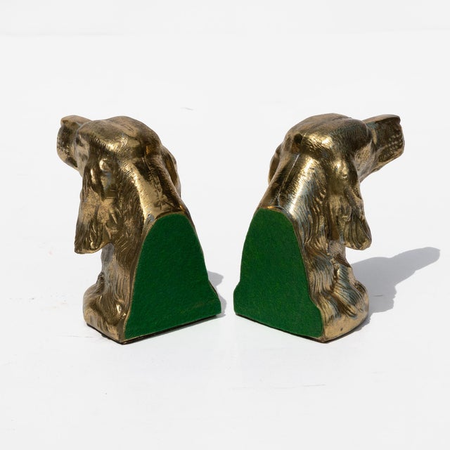 Pair of Brass Spaniel-Head Bookends Mid-20th Century For Sale In San Francisco - Image 6 of 8