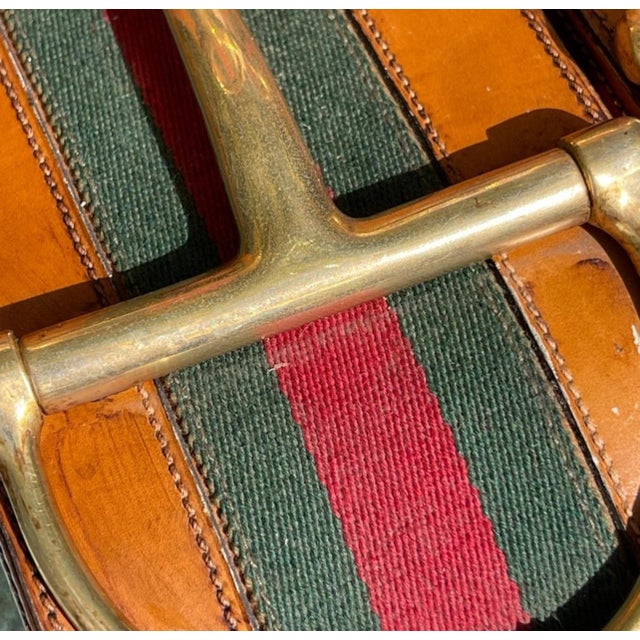 Animal Skin 1970s Gucci Gold Plated Snaffle Bit Leather Bookends - A Pair For Sale - Image 7 of 11