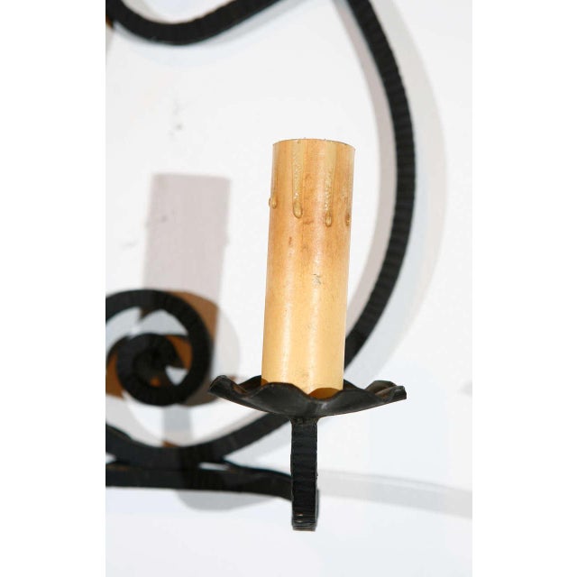 Iron European Wall Sconces - a Pair For Sale - Image 4 of 10