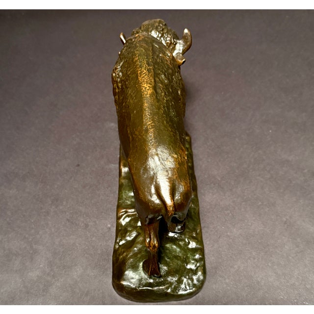 Early 20th Century Fine Antique Bronze Bison Statue – Early 1900s American Buffalo Wildlife Art For Sale - Image 5 of 8