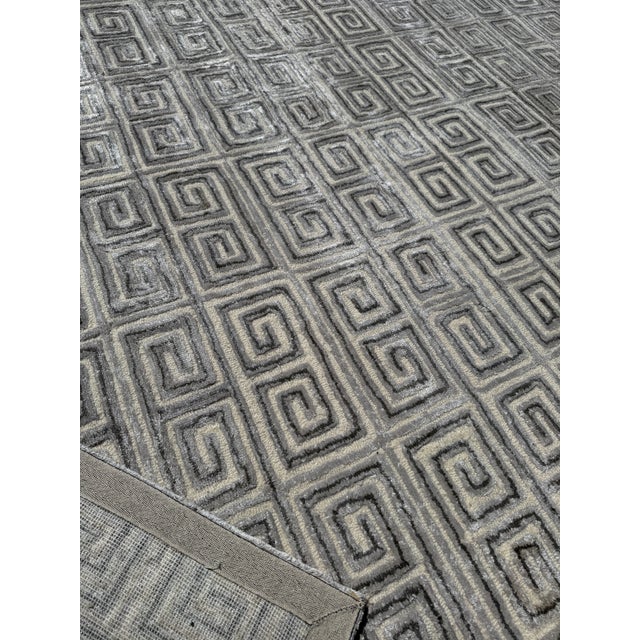 12ft 8in X 19ft 9in Decorator's Best Greek Key Merino Wool Area Rug For Sale - Image 11 of 17