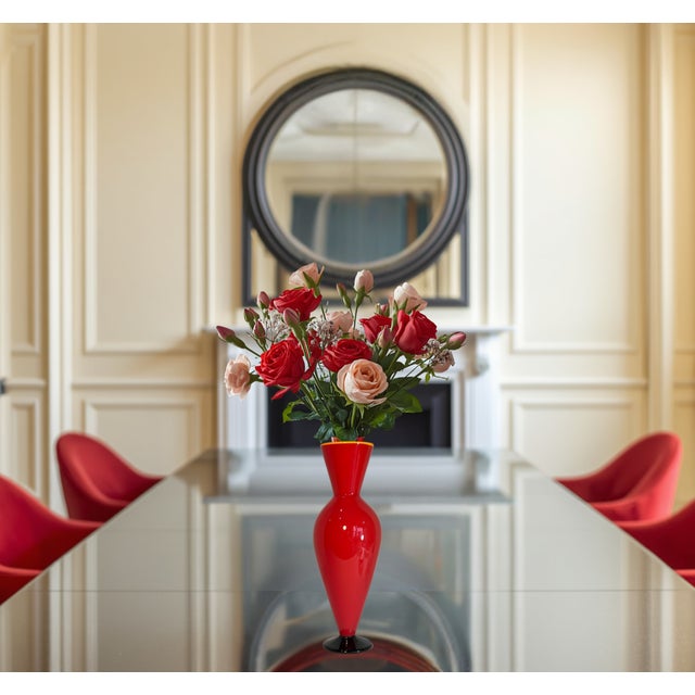 Early 21st Century David Levi Signed Ibex 2004 Art Glass Red Vase For Sale - Image 5 of 14