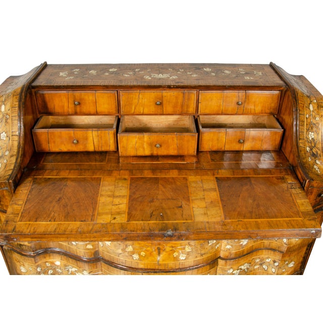 Baroque Italian Baroque Walnut and Bone Inlaid Writing Bureau / Chest For Sale - Image 3 of 13