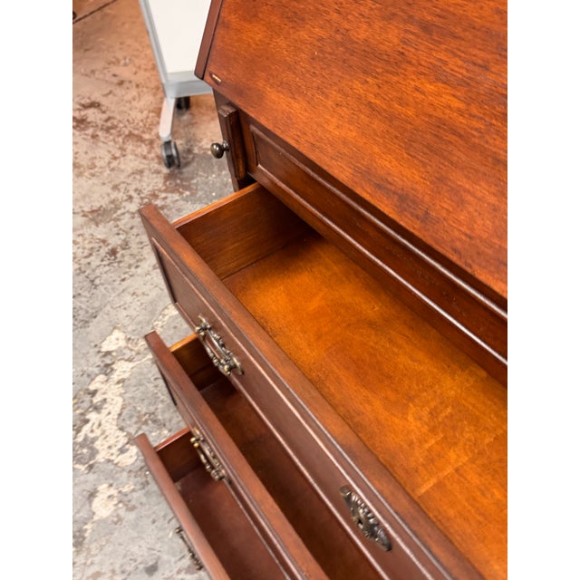 Wood Secretary Desk Chest, Vintage For Sale - Image 9 of 12