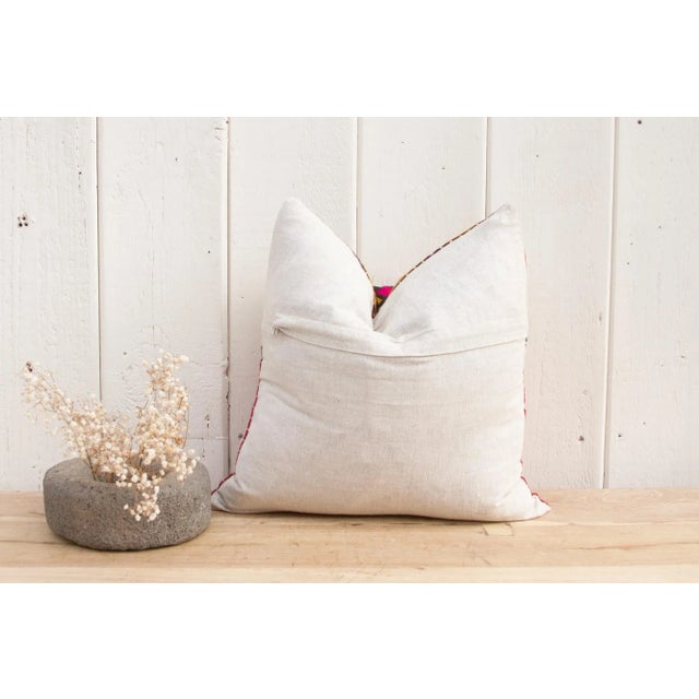 Small Tribal Antique Mashru Square Pillow For Sale In Los Angeles - Image 6 of 8