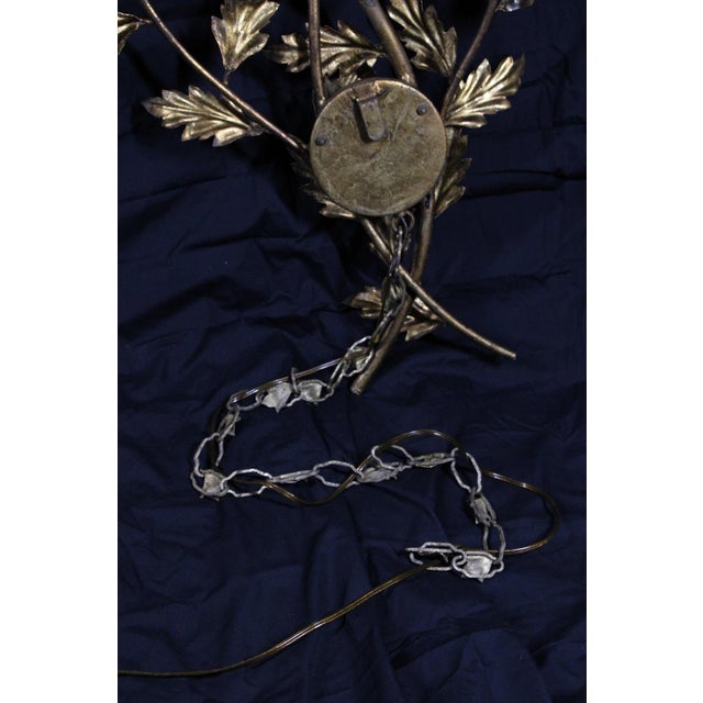 1960s Oversized Italian Hollywood Regency Gilt-Iron Wall Sconce With Crystal Blossoms For Sale - Image 12 of 17