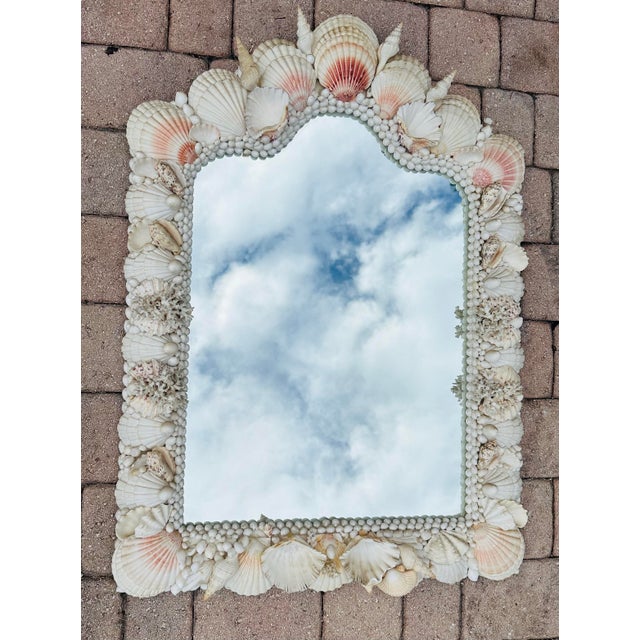 Nautical 1970s Miami Beach Monumental Coastal Seashell Mirror For Sale - Image 3 of 9