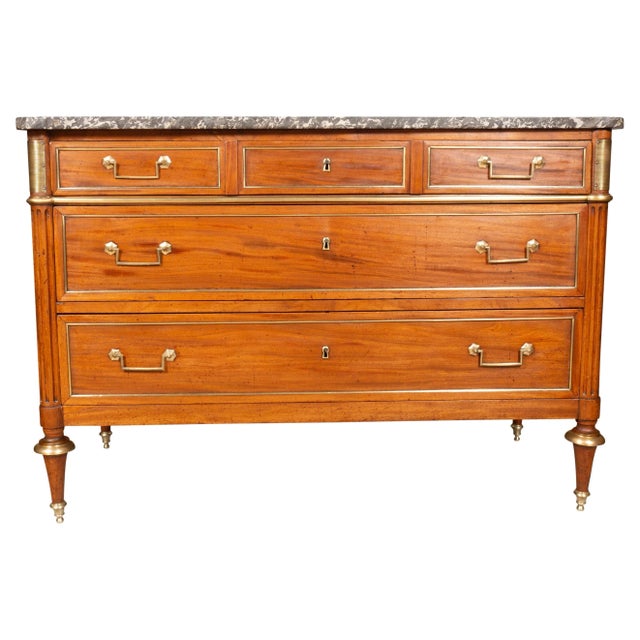 Late 18th Century Directoire Mahogany and Brass Mounted Commode For Sale - Image 5 of 12
