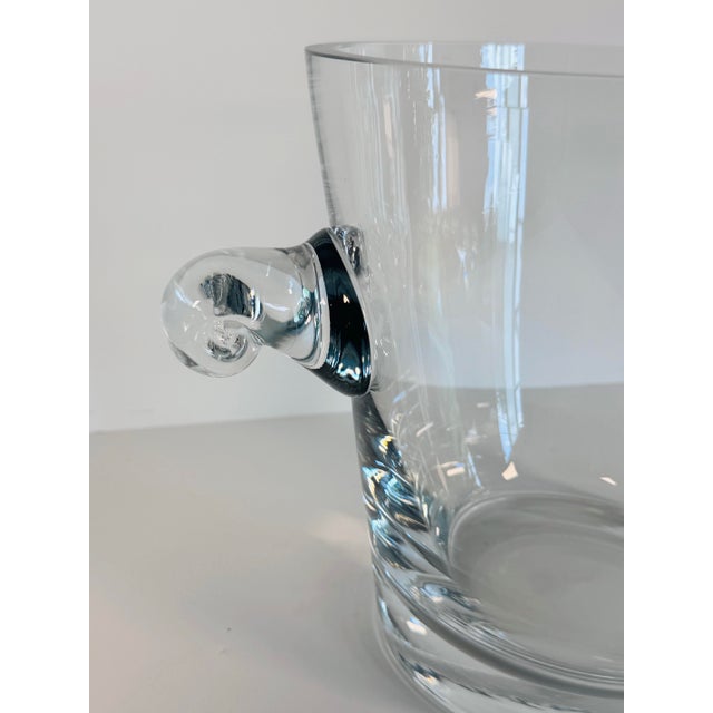 Vintage 1980s Handblown Thick Glass Handled Ice Bucket For Sale - Image 4 of 7