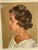 Original 1959 pastel portrait of a young woman in profile, rendered in warm, muted tones with a distinctly mid-century...