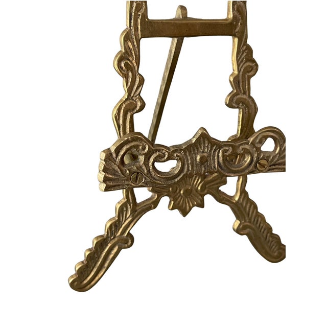 Mid 20th Century Vintage Ornate Brass Tabletop Easel For Sale - Image 5 of 7