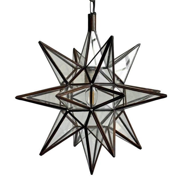Clear Moravian Star Pendant Light Medium For Sale - Image 4 of 6