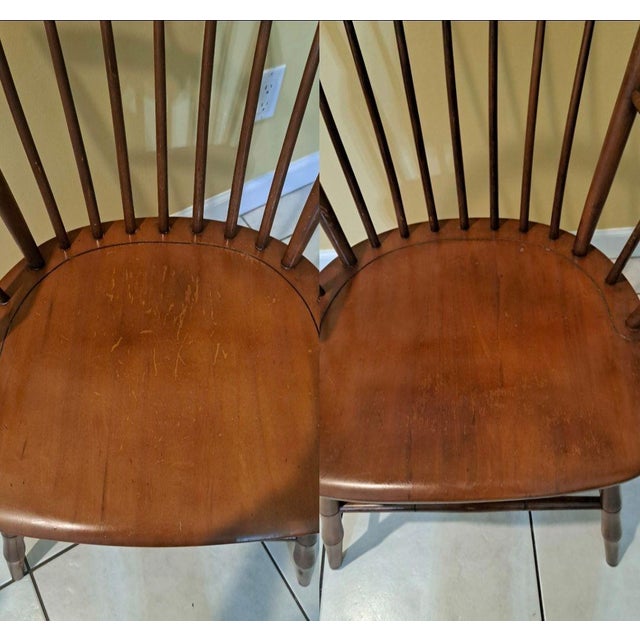 Pair Curtis Products Comb Back Windsor Armchair Solid Maple Ashburnham Ma 1950s For Sale - Image 9 of 12