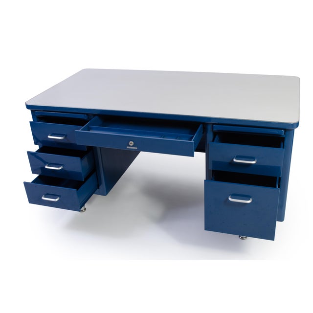 Marine Blue Steelcase Tanker Desk Chairish