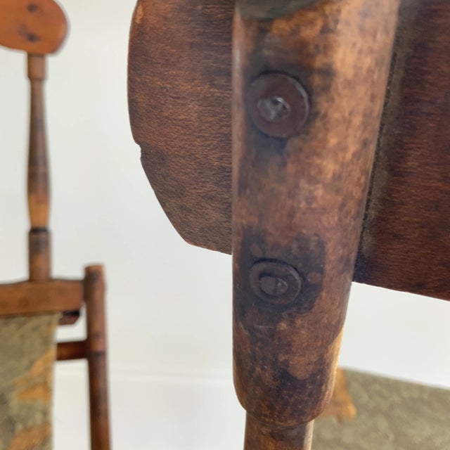Antique Tapestry Folding Campaign Chairs - a Pair For Sale - Image 10 of 12