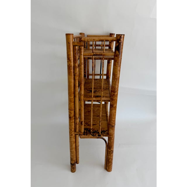 Wood 1970s Tortoiseshell Bamboo Folding Etegere For Sale - Image 7 of 10