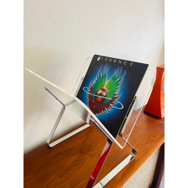 Plastic 1970s Milo Baughman Style Chrome and Lucite Magazine Holder For Sale - Image 7 of 12