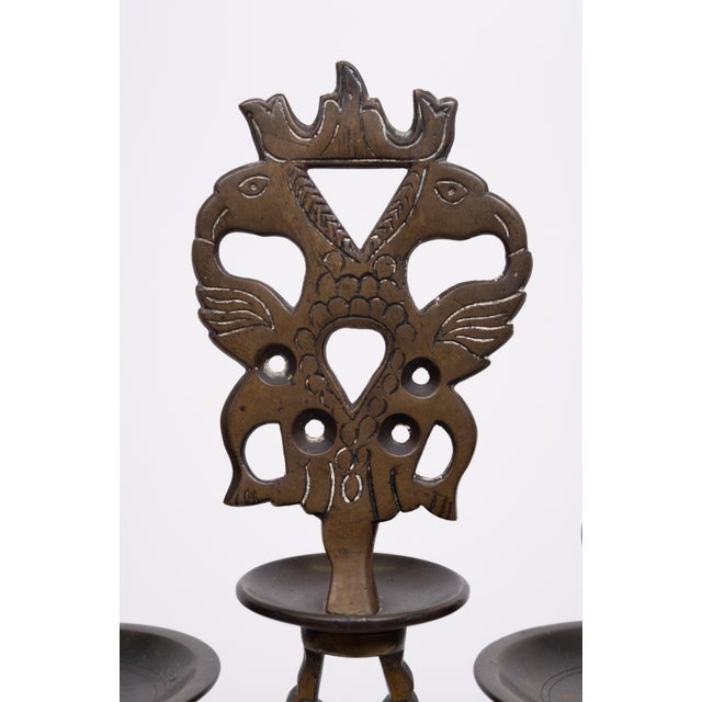 Large Antique Bronze Shabbat Candelabras, Germany, 1900s, Set of 2 For Sale - Image 10 of 11