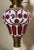 White Antique Boston Sandwich Glass Cut to Clear Cranberry White Electrified Oil Lamp For Sale - Image 8 of 15