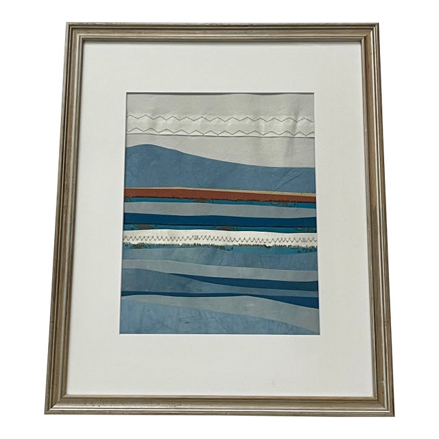 Contemporary Semi-Abstract​ Mixed Media Nautical Sailcloth Landscape​ - By JJ-Hogan | Seasons for Healing, Framed For Sale